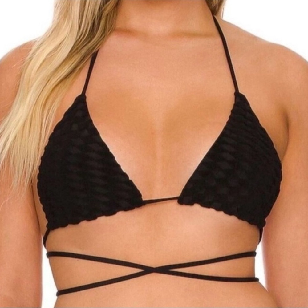 NWT Good American Pink Jacquard‎ Triangle Bikini Top - Picture 2 of 9